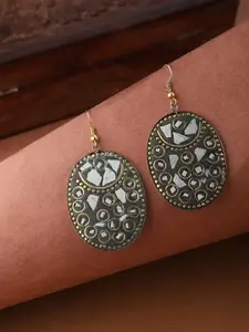 Bhana Fashion Gold Plated Oval Drop Earrings