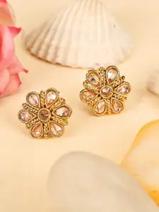 Bhana Fashion Gold-Plated Floral Studs Earrings