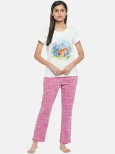 Dreamz by Pantaloons Conversational Printed Pure Cotton Night Suit
