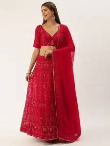 UDBHAV TEXTILE Embroidered Sequinned Semi-Stitched Lehenga & Blouse With Dupatta