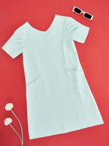 Pantaloons Junior Girls Green V Neck Cotton A-Line Dress