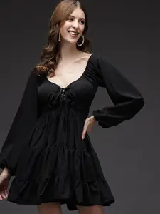 BAESD Puff Sleeve A-Line Mini Dress