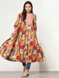 Marigold Lane Geometric Printed Fit & Flare Midi Dress