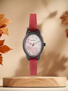 Sonata Women Printed Leather Analogue Watch NN87032PL01W