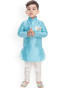 BAESD Boys Mandarin Collar Sequinned Kurta With Pyjamas