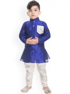BAESD Boys Mandarin Collar Regular Sequinned Kurta with Pyjamas