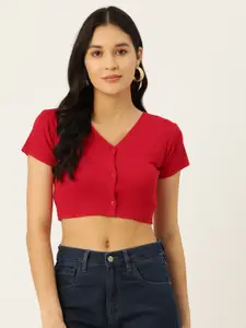 Malachi Cotton Shirt Style Crop Top