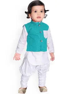 BAESD Boys Regular Pure Cotton Kurta With Churidar & Jacket