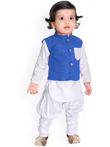 BAESD Boys Regular Straight Pure Cotton Kurta & Churidar With Jacket