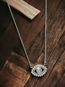 DressBerry Silver-Toned & White Brass Silver-Plated Open Necklace