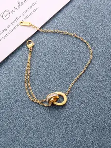 Jewels Galaxy Gold-Plated Cubic Zirconia Studded Wraparound Bracelet