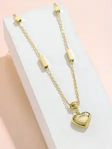 Jewels Galaxy Gold-Plated Heart Pendant With Chain