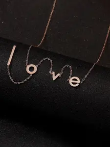 Jewels Galaxy Rose Gold-Plated Love Themed Pendant With Chain
