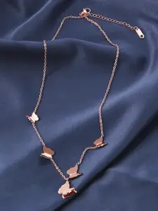 Jewels Galaxy Rose Gold-Plated Butterfly Designed Pendant Chain