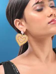 Rubans Voguish Gold-Plated Heart Shaped Drop Earrings