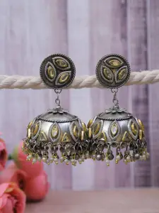 Crunchy Fashion Silver-Plated Dome Shaped  Jhumkas