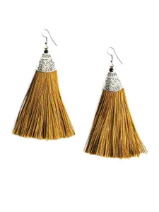 Crunchy Fashion Silver-Plated Contemporary Drop Tassel Earrings