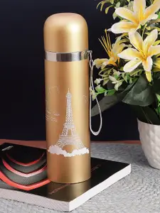 PASSION PETALS Gold & White Eiffel Tower Printed Stainless Steel Water Bottle 500 ml