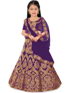BAESD Girls Embroidered Semi-Stitched Lehenga & Unstitched Blouse With Dupatta