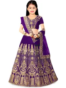 BAESD Girls Embroidered Semi-Stitched Lehenga & Unstitched Blouse With