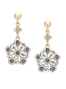 Crunchy Fashion Gold Plated Floral Drop Earrings