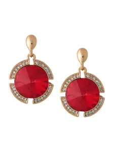 Crunchy Fashion Gold-Plated Circular Shaped Drop Earrings