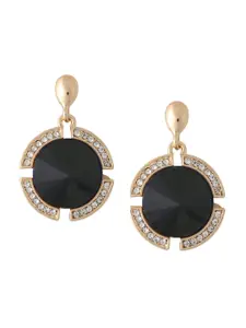 Crunchy Fashion Gold-Toned Diamond Shaped Drop Earrings
