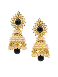 Crunchy Fashion Black Contemporary Jhumkas Earrings