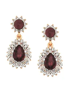 Crunchy Fashion Gold-Plated Oval Drop Earrings