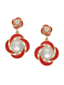 Crunchy Fashion Gold-Plated Floral Drop Earrings