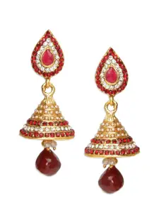 Crunchy Fashion Maroon Leaf Shaped Drop Earrings