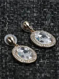 Crunchy Fashion Gold-Plated Oval Drop Earrings