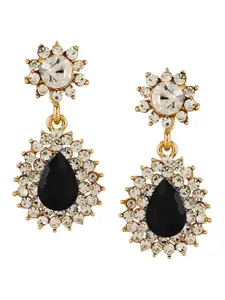 Crunchy Fashion Gold Plated Oval Shaped Drop Earrings