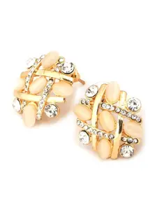 Crunchy Fashion Gold-Plated Oval Studs Earrings