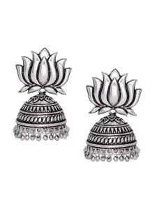 Crunchy Fashion Silver Plated Dome Shaped Jhumkas