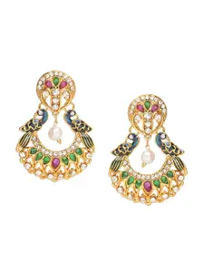 Crunchy Fashion Peacock Shaped Chandbalis Earrings
