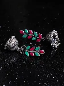 Crunchy Fashion Silver-Plated Contemporary Jhumkas Earrings