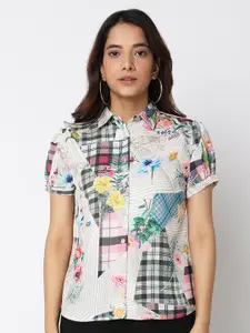NOT SO PINK Comfort Fit Floral & Geometric Printed Casual Shirt