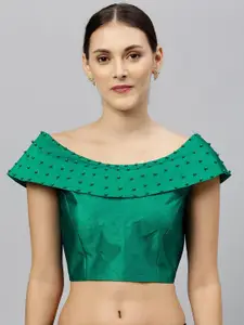 Fab Dadu Embellished Boat Neck Silk Saree Blouse