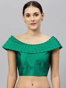 Fab Dadu Beads Embellished Silk Saree Blouse