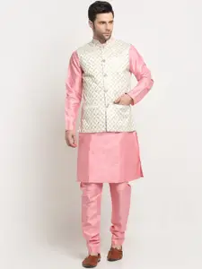 KRAFT INDIA Regular Pure Silk Kurta With Churidar & Nehru Jacket