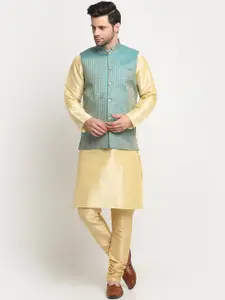 KRAFT INDIA Regular Pure Silk Kurta & Churidar With Woven Design Nehru Jacket