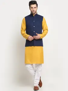 KRAFT INDIA Mandarin Collar Kurta With Churidar & Nehru Jacket