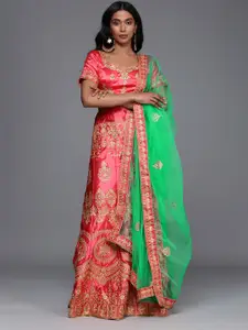 Sangria Pink Ethnic Motifs Embroidered Lehenga Choli