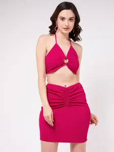 Zima Leto Halter Neck Top With Fitted Skirt