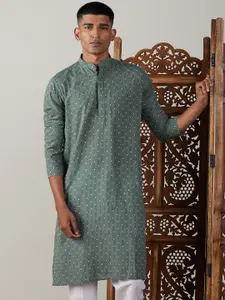 VASTRAMAY Geometric Embroidered Jacquard Pure Cotton Sustainable Kurta