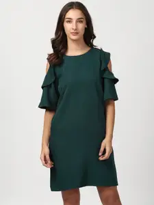 Harpa Women Green Solid A-Line Dress