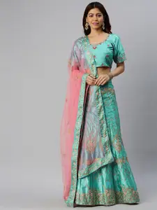 Sangria Embroidered Semi-Stitched Lehenga Choli