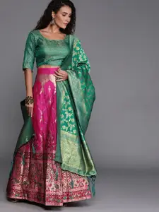Sangria Woven Design Silk Lehenga & Blouse With Dupatta