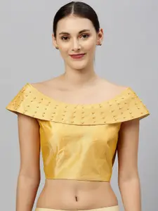 Amrutam Fab Embellished Boat Neck Silk Saree Blouse